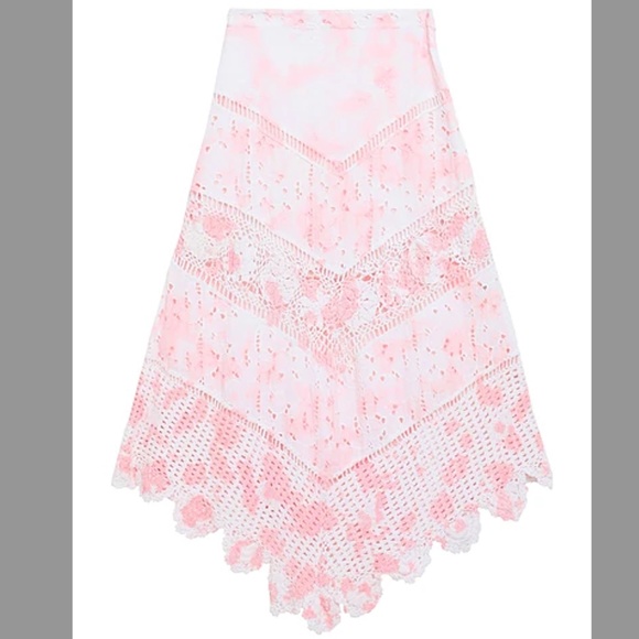 LoveShackFancy Dresses & Skirts - LoveShackFancy Garcelle tie-dyed crochet and broderie midi/maxi skirt size 2